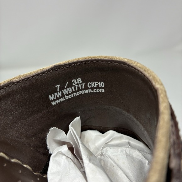 Born Crown Tan Brown Buckle Leather Suede Slide Mule Clogs Y2K Heel Womens 7 - Picture 9 of 13